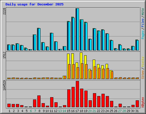 Daily usage for December 2025